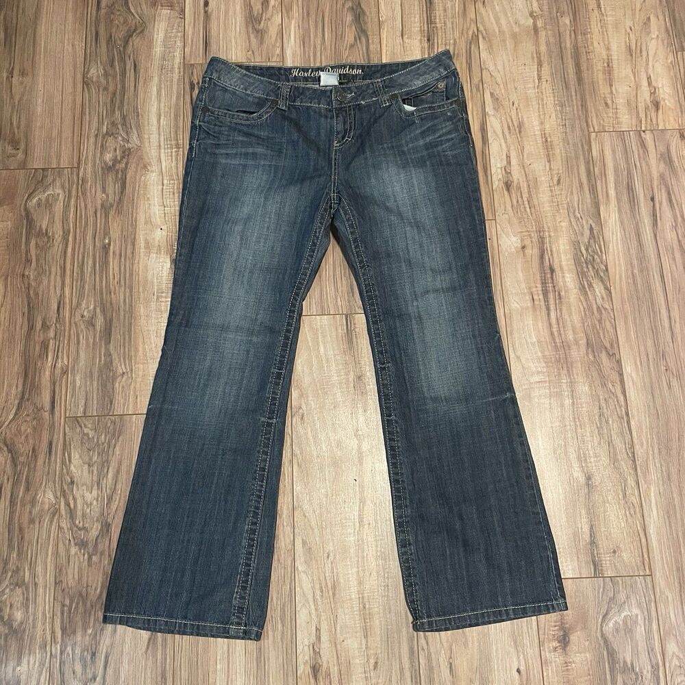 Harley-Davidson Women's Bootcut Distressed Denim Jeans Size 16